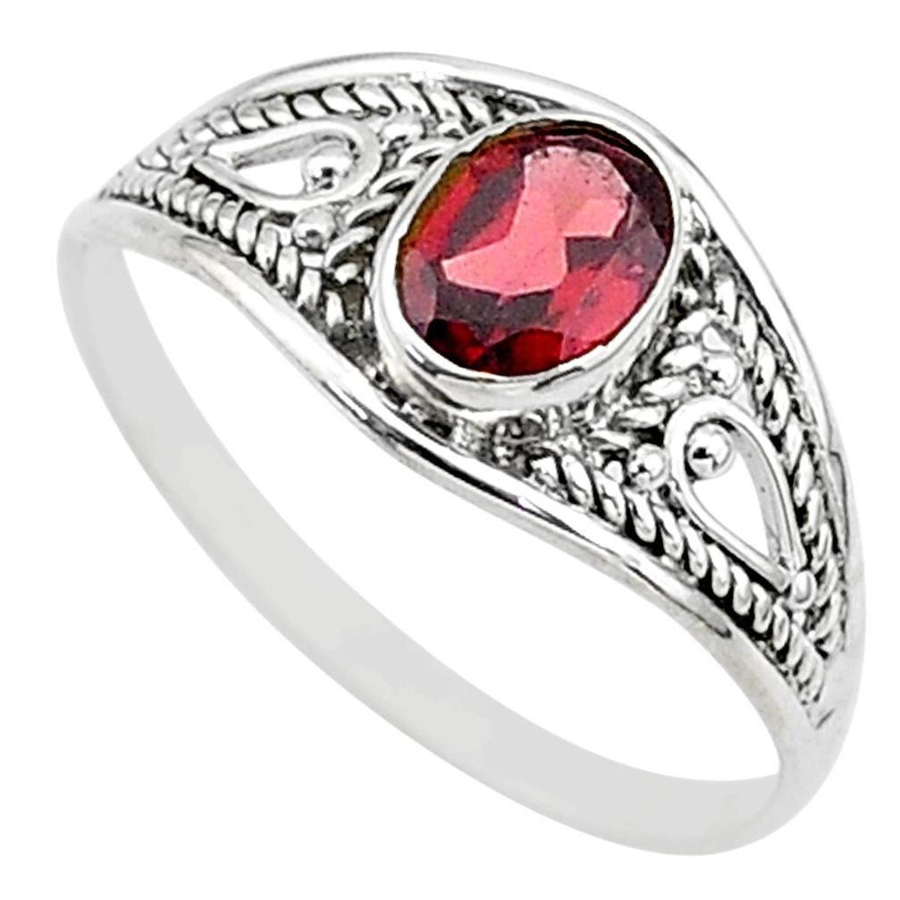 925 silver 1.42cts natural cut garnet oval graduation handmade ring size 9 t9648