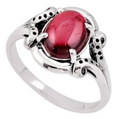 925 sterling silver 3.44cts solitaire natural red garnet oval ring size 9 u1675
