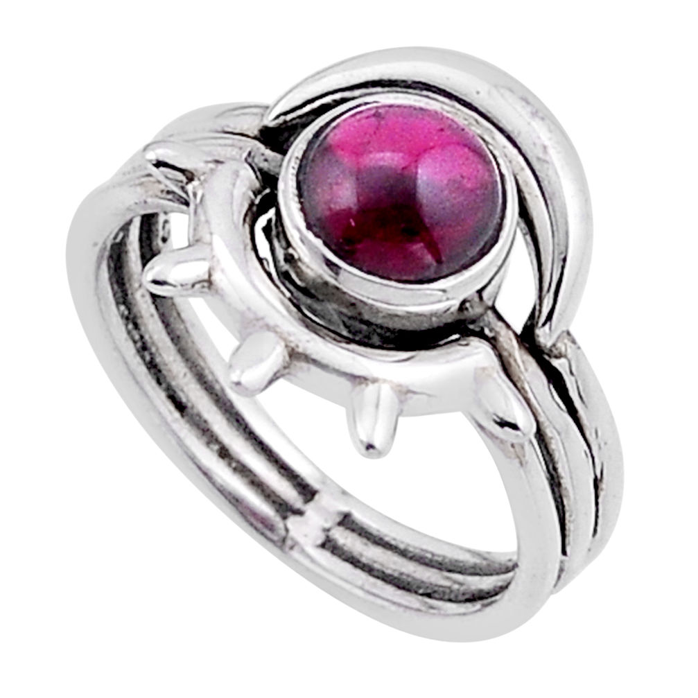 925 sterling silver 1.21cts solitaire natural red garnet ring size 6.5 n50982