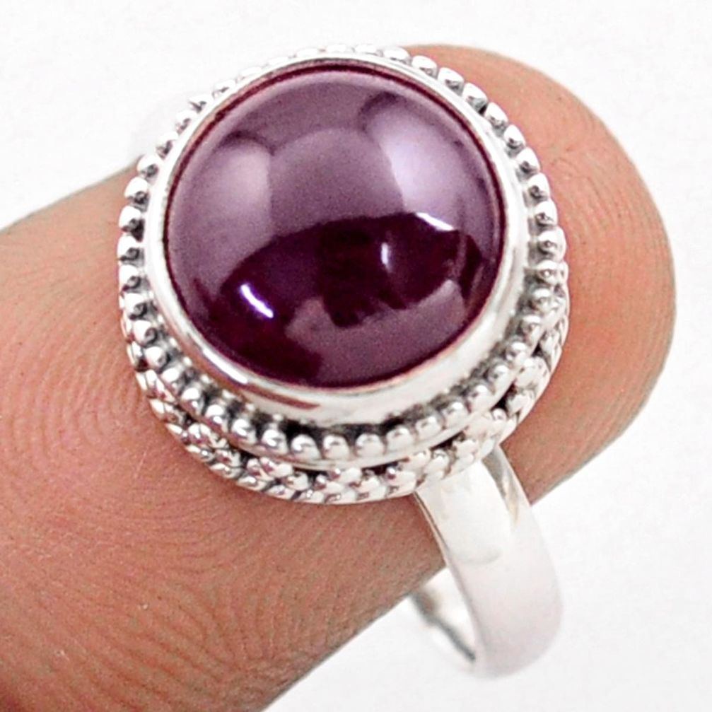 925 sterling silver 5.57cts solitaire natural red garnet ring size 8 t77178
