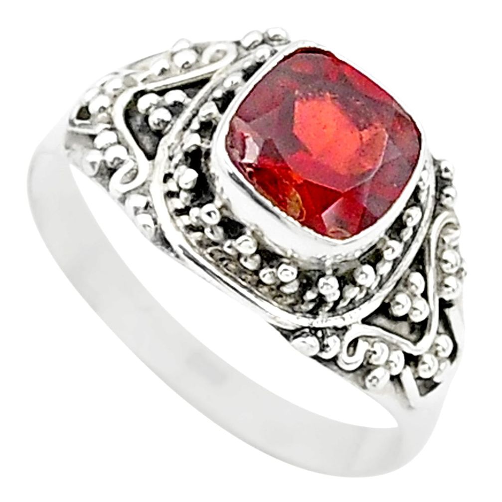 925 sterling silver 2.69cts solitaire natural red garnet ring size 9 t23147