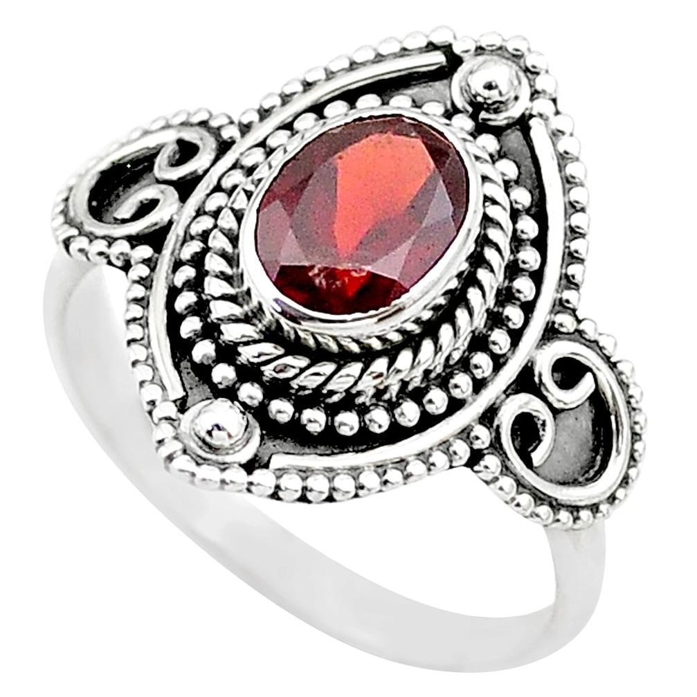 925 sterling silver 2.02cts solitaire natural red garnet ring size 7.5 t20005