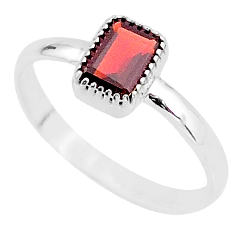 925 sterling silver 1.58cts solitaire natural red garnet ring size 9.5 t7420