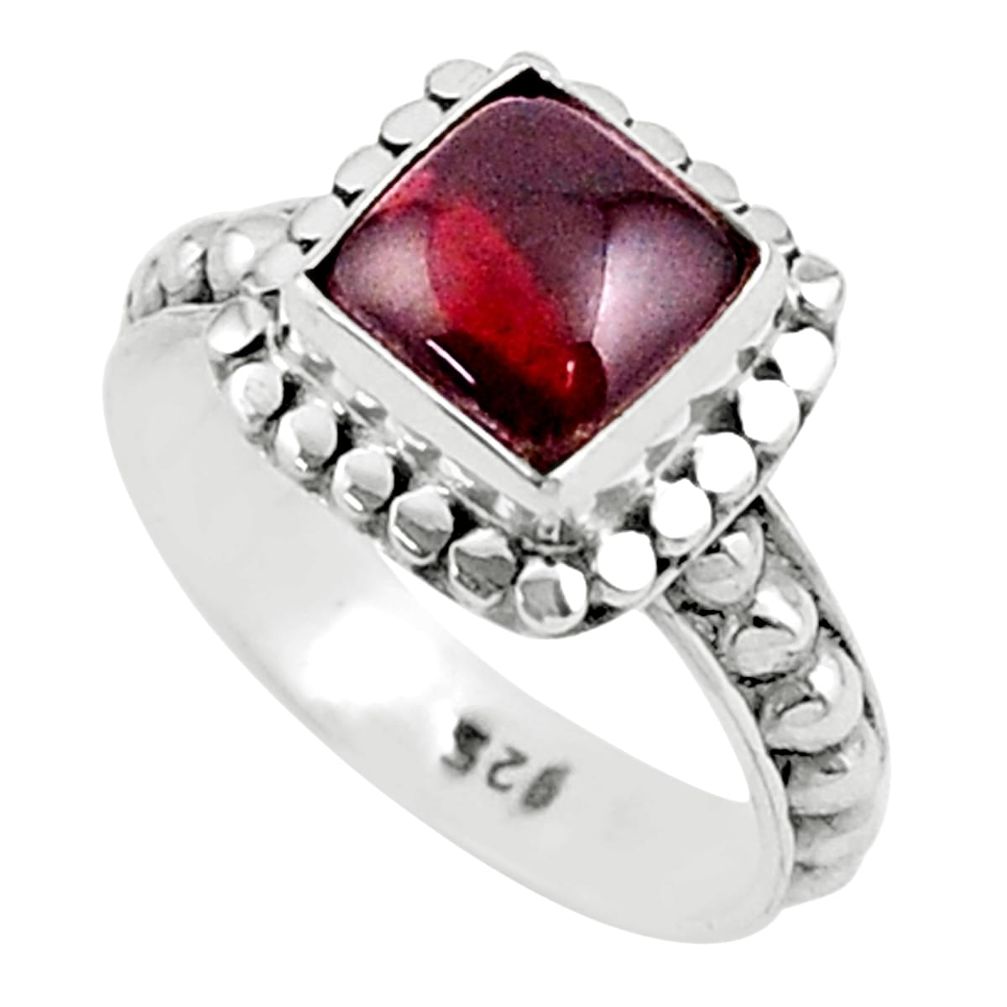 925 sterling silver 2.53cts solitaire natural red garnet ring size 6.5 u20937