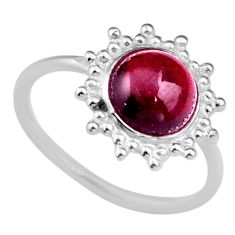 925 sterling silver 2.98cts solitaire natural red garnet round ring size 7 u9078