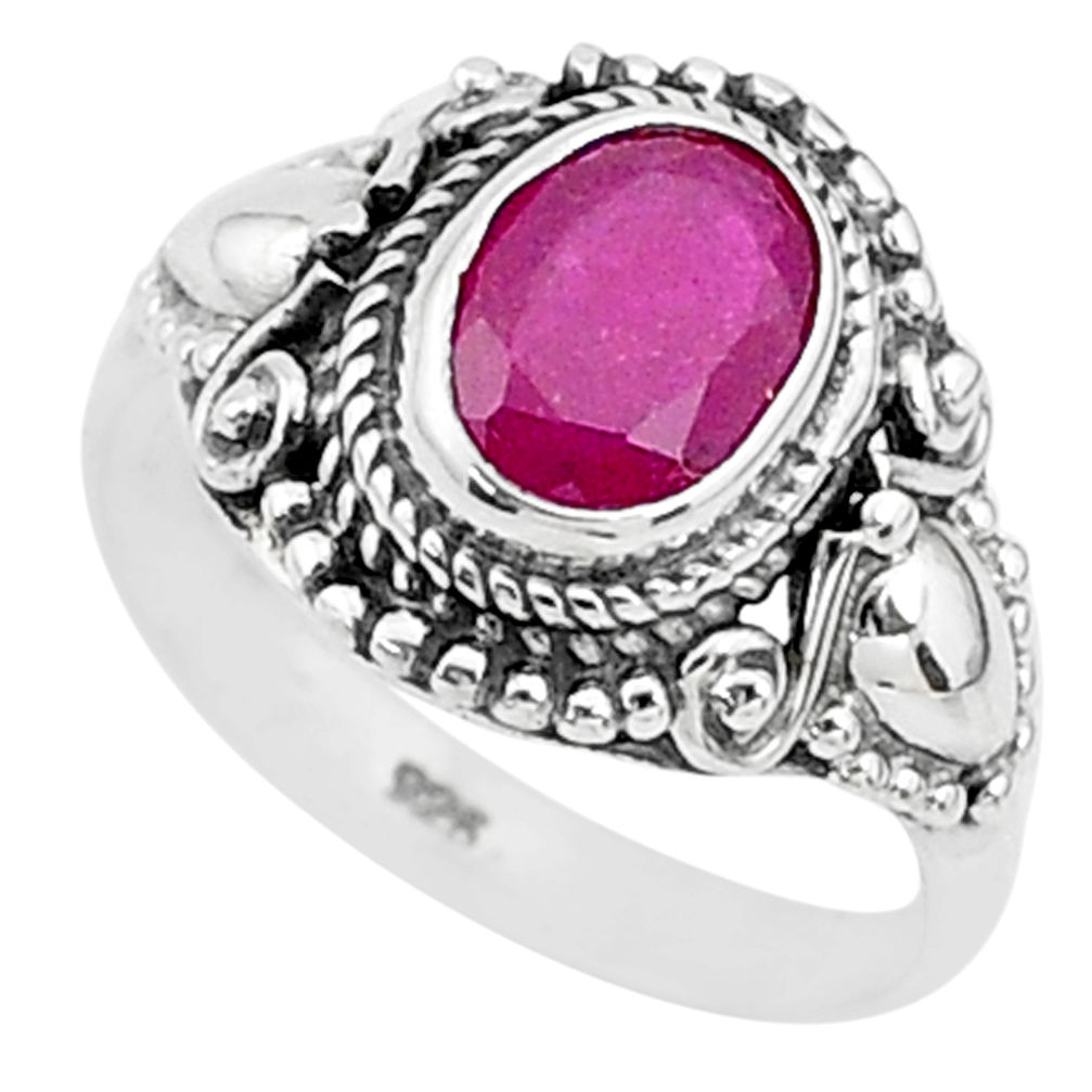 925 sterling silver 2.05cts solitaire natural red ruby ring jewelry size 6 t5304