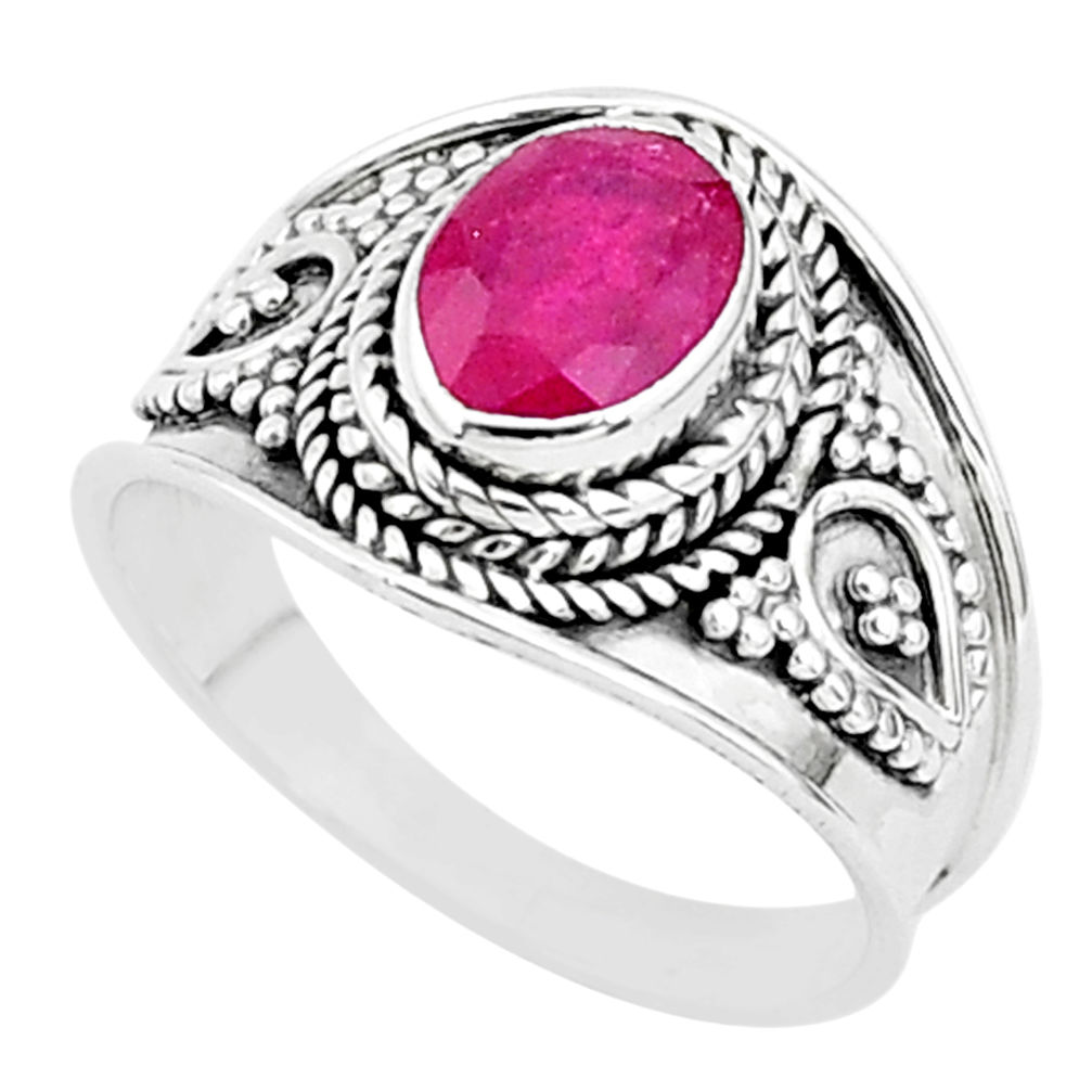 925 sterling silver 2.21cts solitaire natural red ruby ring jewelry size 7 t5144
