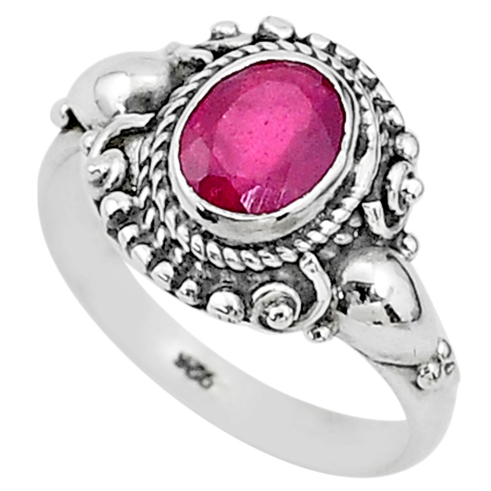 925 sterling silver 2.17cts solitaire natural red ruby ring jewelry size 7 t5324
