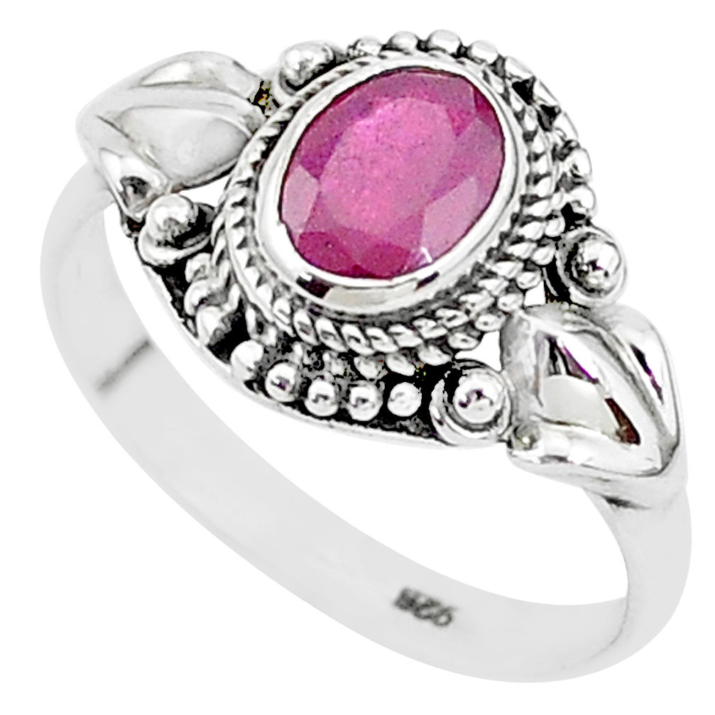 925 sterling silver 2.17cts solitaire natural red ruby ring jewelry size 9 t5347