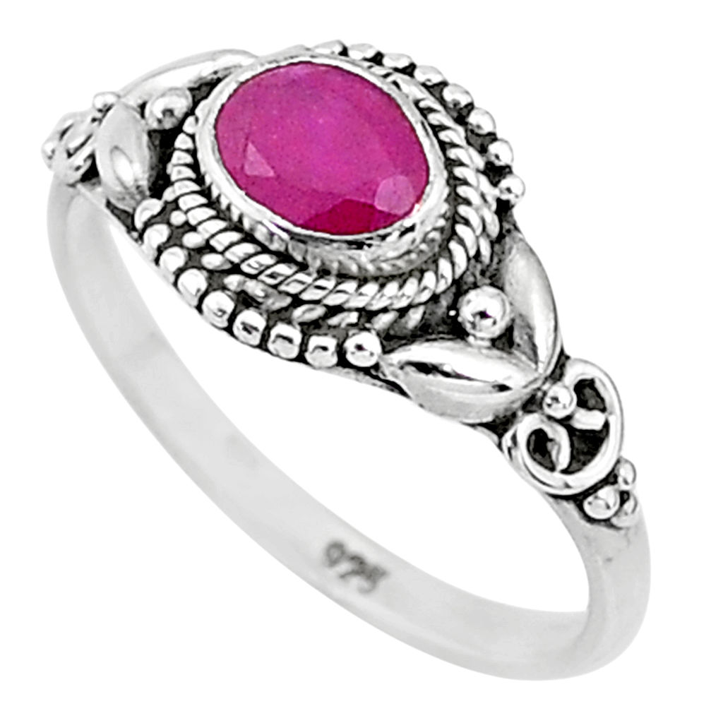 925 sterling silver 1.37cts solitaire natural red ruby ring jewelry size 9 t5450