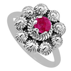 925 sterling silver 0.70cts solitaire natural red ruby round ring size 9 n45447