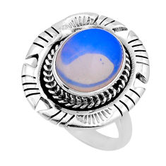 925 sterling silver 4.86cts solitaire natural white opalite ring size 7.5 n53948