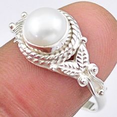 925 sterling silver 2.76cts solitaire natural white pearl ring size 9 u8829
