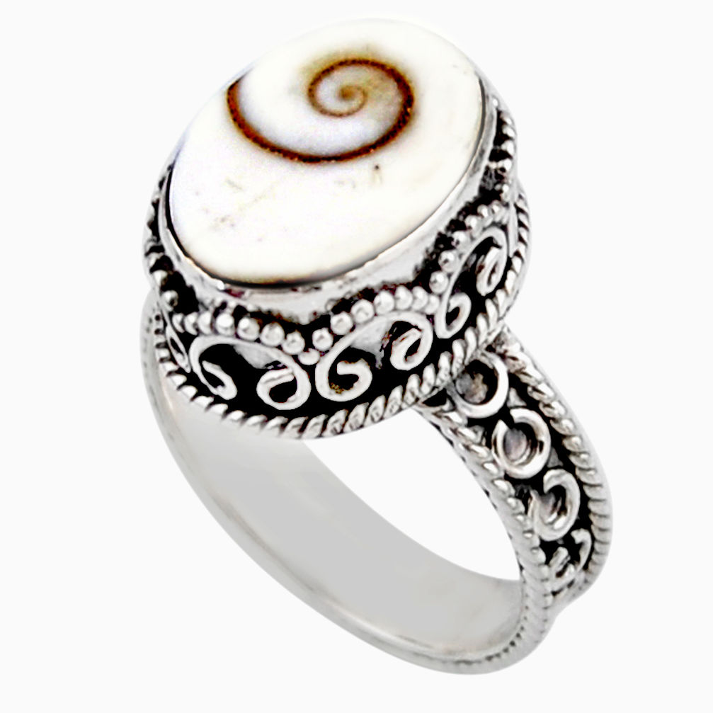 925 sterling silver 6.09cts solitaire natural white shiva eye ring size 8 r51876