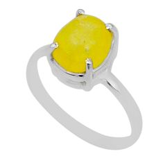 925 sterling silver 3.69cts solitaire natural yellow brucite ring size 8 y1965