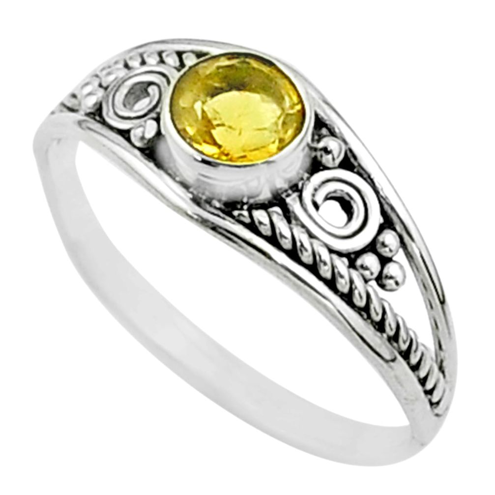 925 sterling silver 0.82cts solitaire natural yellow citrine ring size 6 t51931
