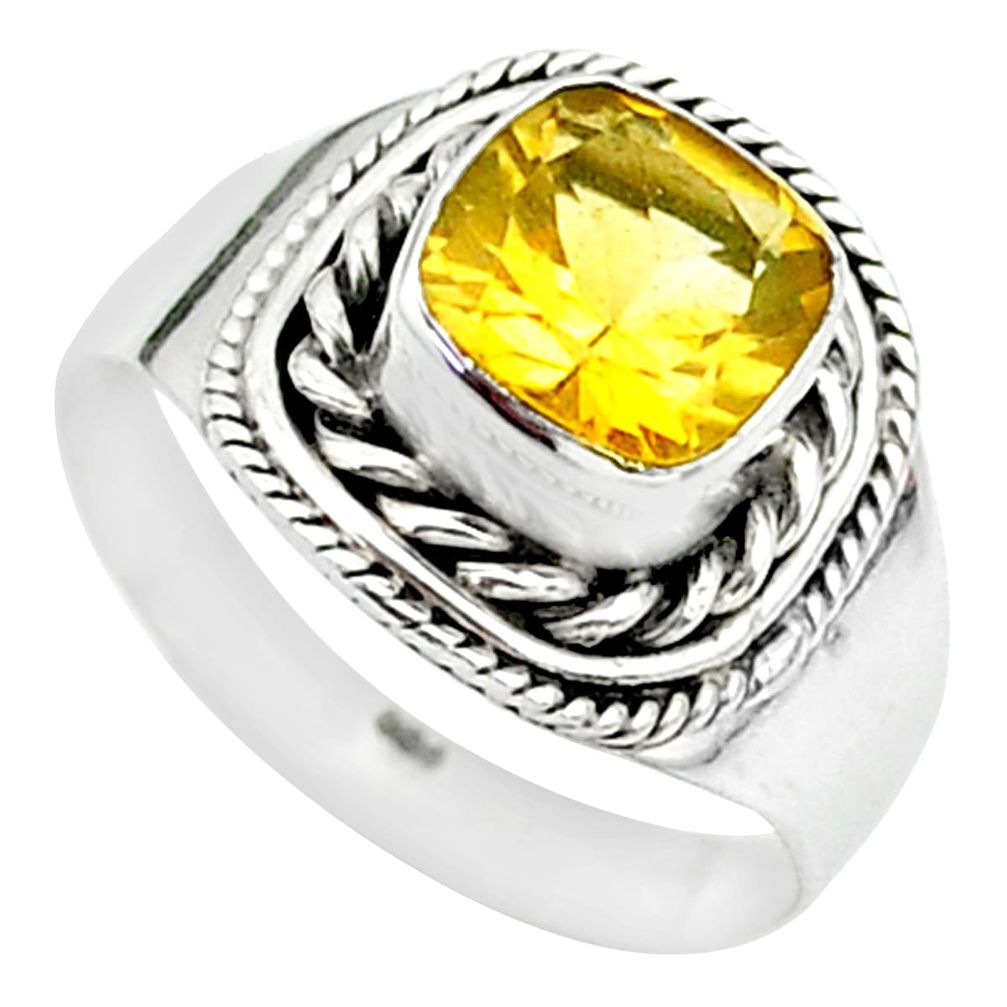 925 sterling silver 2.44cts solitaire natural yellow citrine ring size 7 t23254