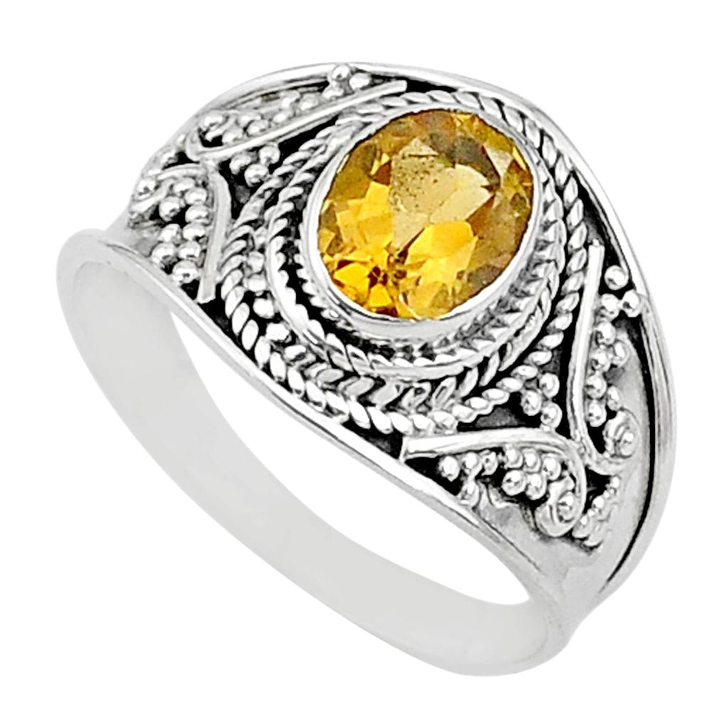 925 sterling silver 2.17cts solitaire natural yellow citrine ring size 8 t10132