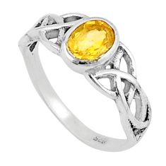 925 sterling silver 1.50cts solitaire natural yellow citrine ring size 8 u23872