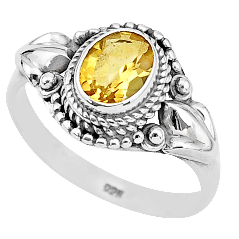 925 sterling silver 2.17cts solitaire natural yellow citrine ring size 9 t3949