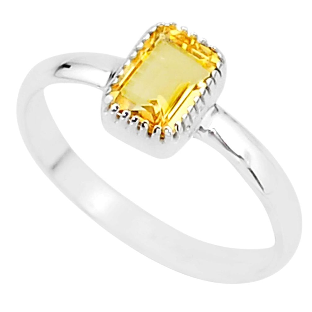 925 sterling silver 1.57cts solitaire natural yellow citrine ring size 9 t7414