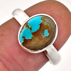 925 sterling silver 4.89cts solitaire no.8 turquoise ring jewelry size 8 n46640