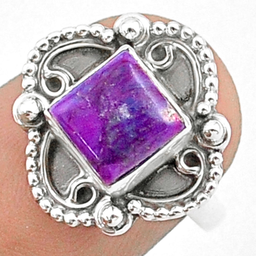 925 sterling silver 2.37cts solitaire purple copper turquoise ring size 7 u20883