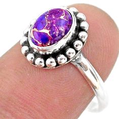 925 sterling silver 2.15cts solitaire purple copper turquoise ring size 8 t43806