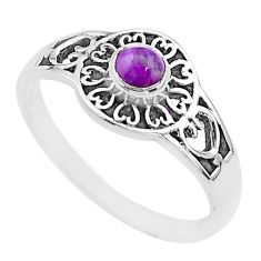 925 sterling silver 0.38cts solitaire purple copper turquoise ring size 8 t69195