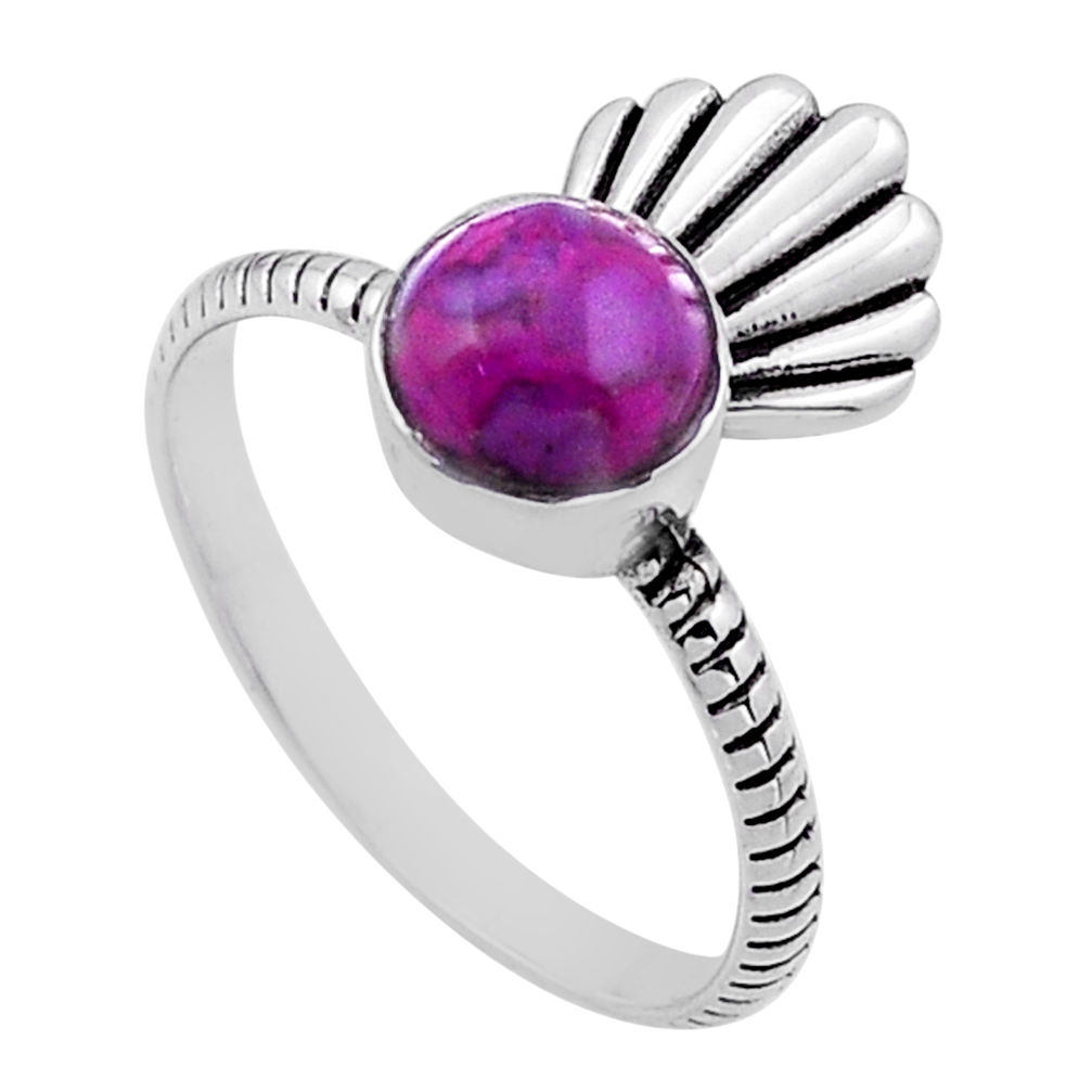 925 sterling silver 2.50cts solitaire purple copper turquoise ring size 9 n50866