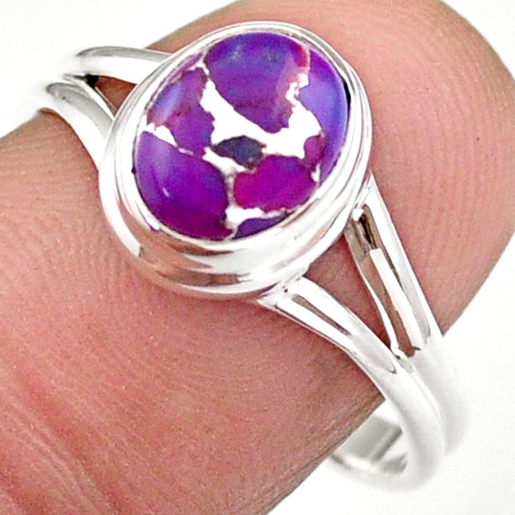 925 sterling silver 3.13cts solitaire purple copper turquoise ring size 9 u8773