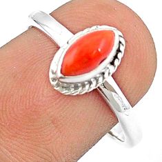 925 sterling silver 2.03cts solitaire red coral marquise ring size 6 u27638