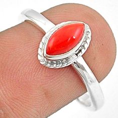 925 sterling silver 2.45cts solitaire red coral ring jewelry size 9 u27636