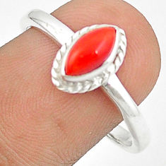 925 sterling silver 2.45cts solitaire red coral ring jewelry size 9 u27652