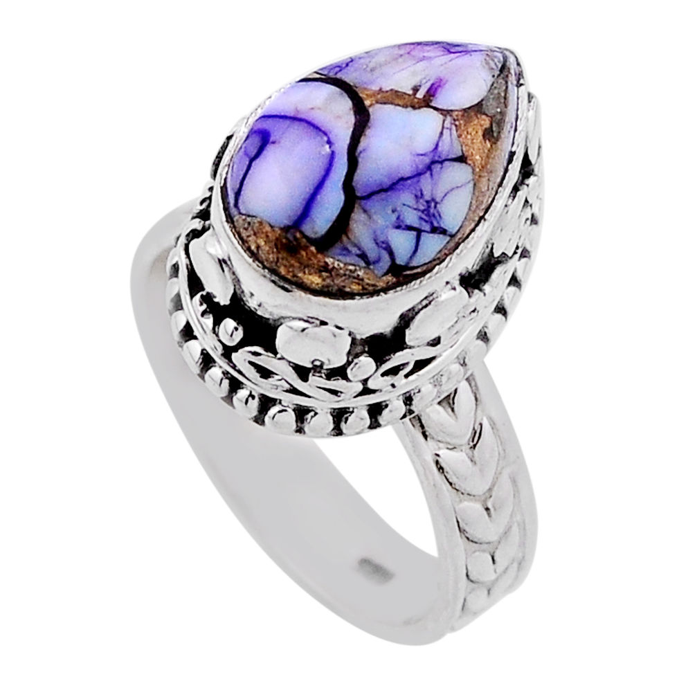 925 sterling silver 5.34cts solitaire rose dahlia violet ring size 6.5 n46420