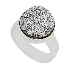 925 sterling silver 5.54cts solitaire silver druzy ring jewelry size 5.5 y73737