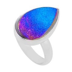 925 sterling silver 14.90cts solitaire titanium druzy pear ring size 8.5 n43437