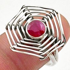 925 sterling silver 1.28cts spider web natural red ruby round ring size 8 t62395