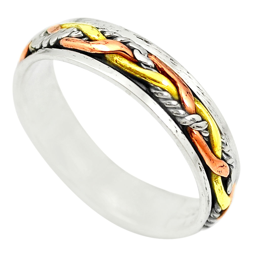 925 sterling silver two tone spinner band meditation ring size 6.5 c20992