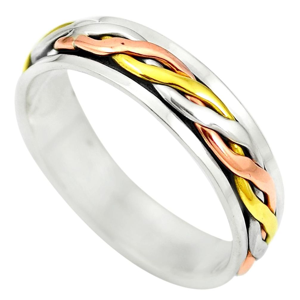 925 sterling silver two tone spinner band meditation ring size 5.5 c20995