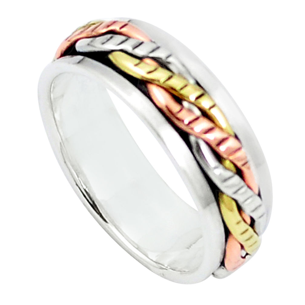 925 sterling silver two tone spinner band meditation ring jewelry size 6 c20993
