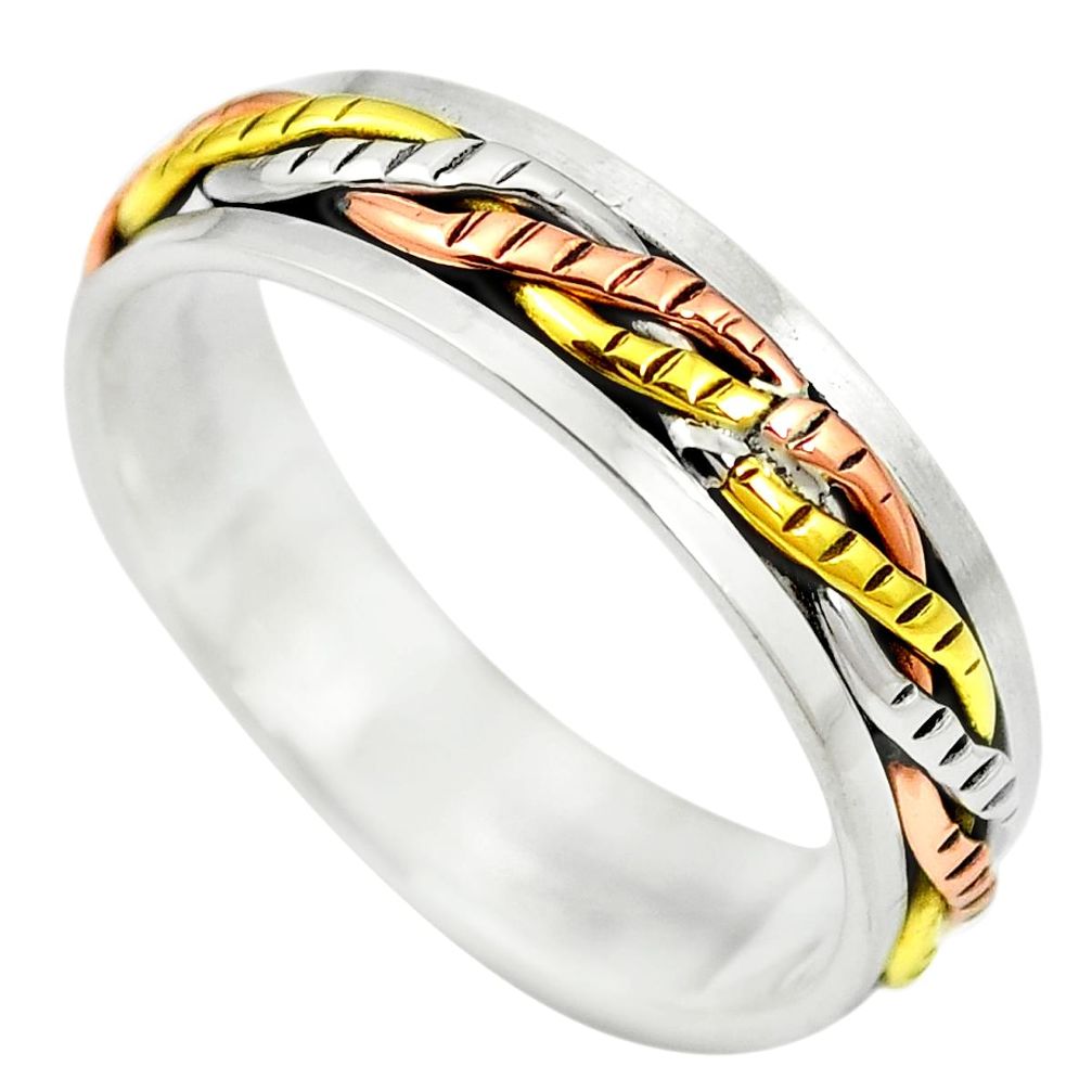 925 sterling silver two tone spinner band meditation ring jewelry size 7 c20996