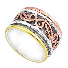 925 sterling silver 6.06gms victorian two tone spinner band ring size 6 u29468