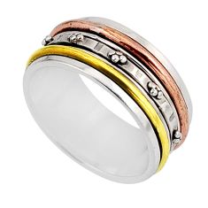 925 sterling silver 5.46gms victorian two tone spinner band ring size 7 y58607