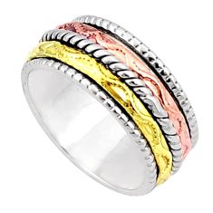 925 sterling silver 6.59gms victorian two tone spinner band ring size 8 u29462
