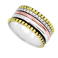 925 sterling silver 7.28gms victorian two tone spinner band ring size 8 y16518