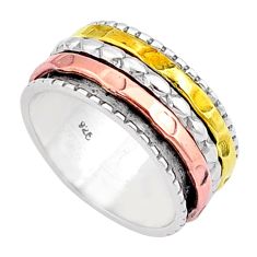 925 sterling silver 6.59gms victorian two tone spinner band ring size 7.5 u29464
