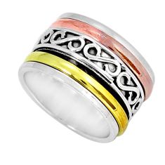 925 sterling silver 7.68gms victorian two tone spinner band ring size 5.5 y16511