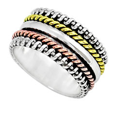 925 sterling silver 6.26gms victorian two tone spinner band ring size 5.5 y16530