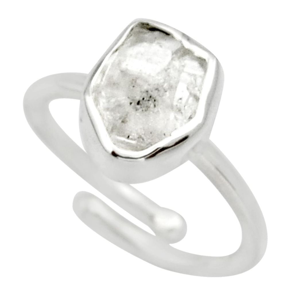 5.54cts natural white herkimer diamond 925 silver adjustable ring size 7 d32638